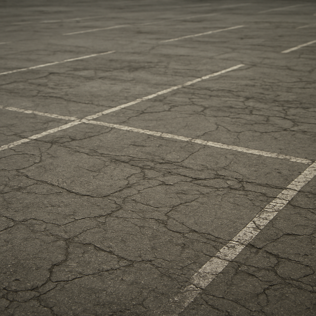 Faded parking lot before striping